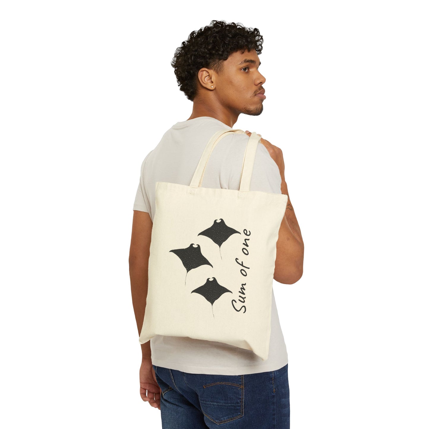 beige manta ray and black flower tote bag designs