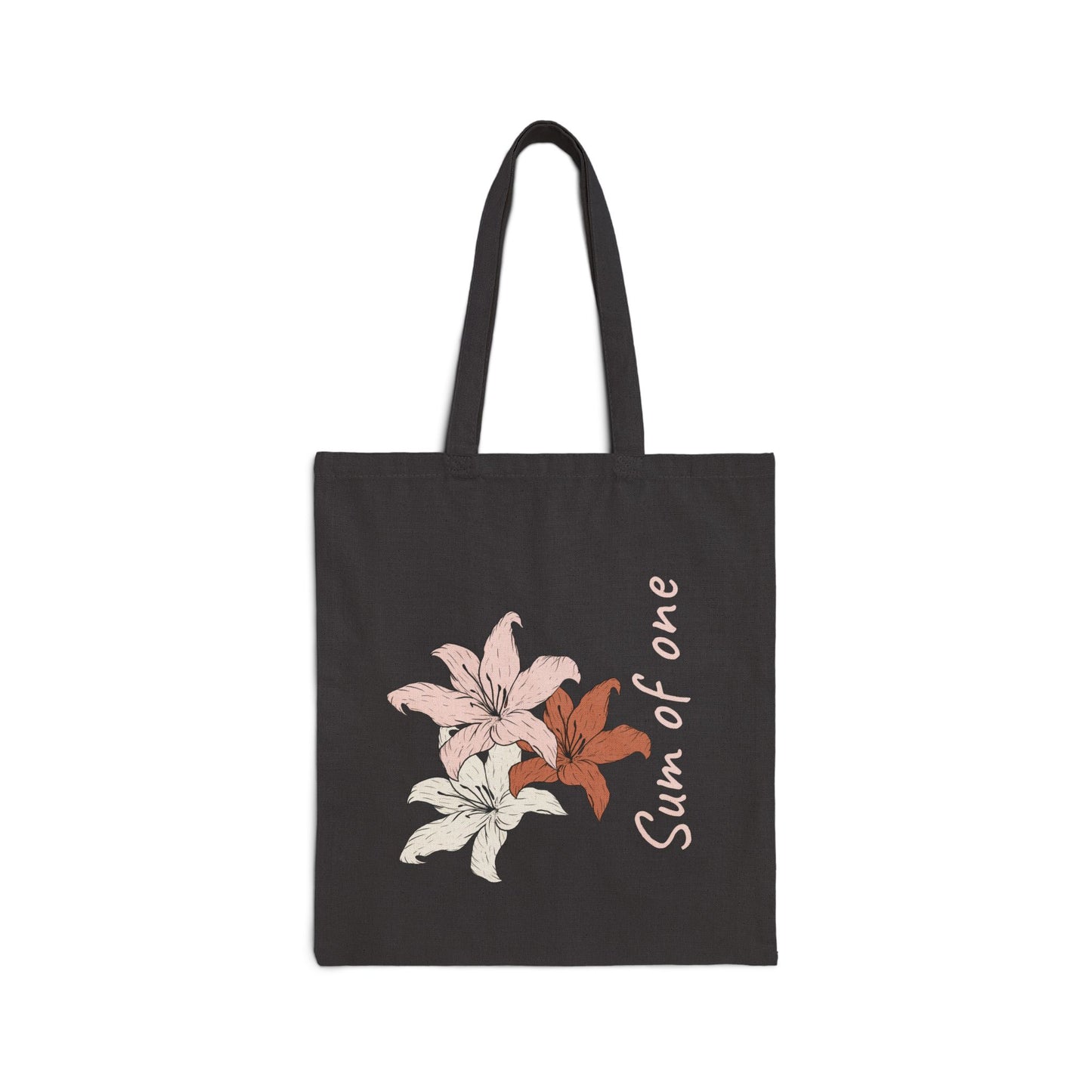 beige manta ray and black flower tote bag designs