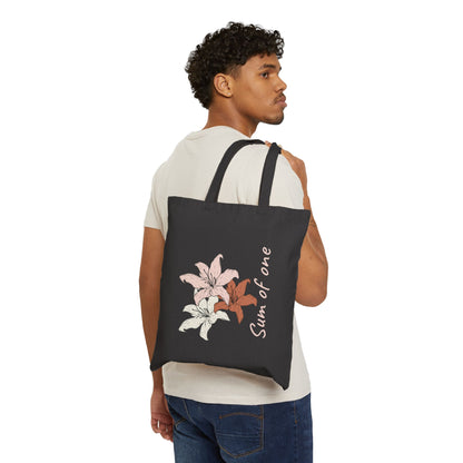 beige manta ray and black flower tote bag designs